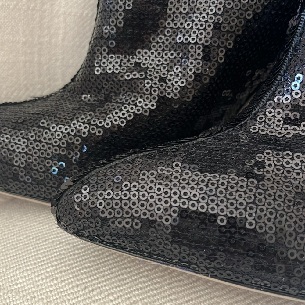 Rare thigh, high black sequence boots Sergio Ross size 9 - Picture 5 of 12